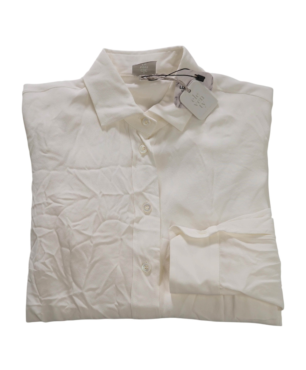 $495 ELEVENTY - White Acetate/Silk Shirt - 2 US